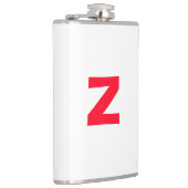 Initiaal rood monogram grote letter eigen naam heupfles (Rechts)