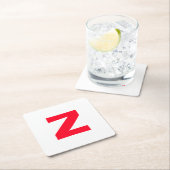 Initiaal rood monogram grote letter eigen naam kartonnen onderzetters (Insitu)