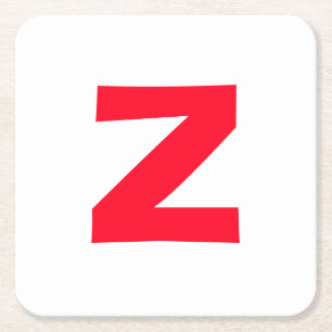 Initiaal rood monogram grote letter eigen naam kartonnen onderzetters