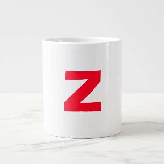 Initiaal rood monogram grote letter eigen naam koffiekop (Voorkant)