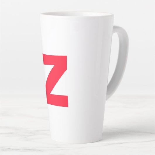 Initiaal rood monogram grote letter eigen naam latte mok (Rechterhoek)