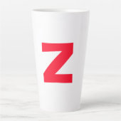 Initiaal rood monogram grote letter eigen naam latte mok (Voorkant)