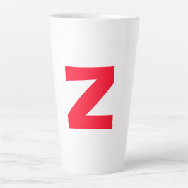 Initiaal rood monogram grote letter eigen naam latte mok
