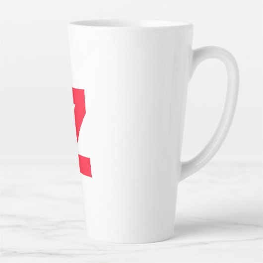 Initiaal rood monogram grote letter eigen naam latte mok (Rechts)