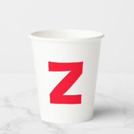 Initiaal rood monogram grote letter eigen naam papieren bekers