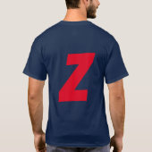 Initiaal rood monogram handgeschreven eigen naam b t-shirt (Achterkant)