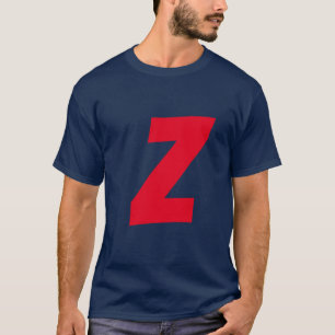 Initiaal rood monogram handgeschreven eigen naam b t-shirt