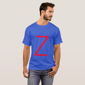 Initiaal rood monogram handgeschreven eigen naam b t-shirt (Voorkant volledig)
