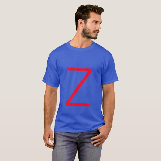 Initiaal rood monogram handgeschreven eigen naam b t-shirt (Voorkant volledig)