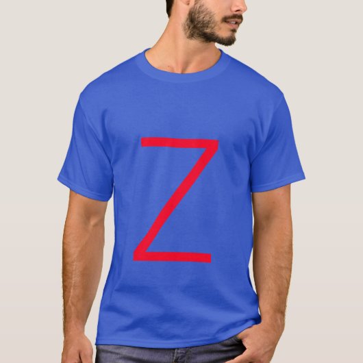 Initiaal rood monogram handgeschreven eigen naam b t-shirt (Voorkant)