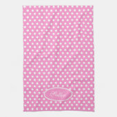Initiaal roze en witte polka dot name theedoek (Verticaal)