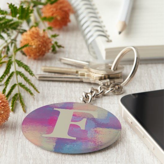 Initiaal roze pastollingspatroon sleutelhanger (Zijkant)