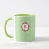 Initiaal Roze Roze Rood Wit Petunia Polka Dots Mok (Links)