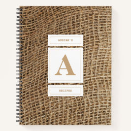 Initiaal Rustic Burlap Notitieboek