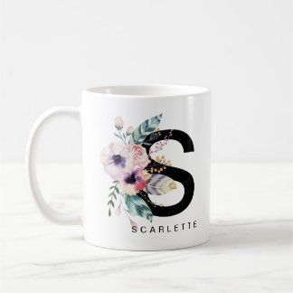 Initiaal 'S' Alfabet Mok Monogram Boho Waterverf