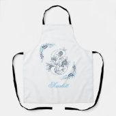 Initiaal "S" Blauw Monogram Kalm Bloemen Schort (Voorkant)