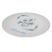 Initiaal "S" Blauw Monogram Kalm Bloemen Snijplank (Hoek)
