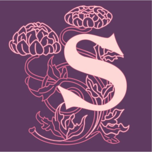 Initiaal S floraal Sticker (Voorkant)