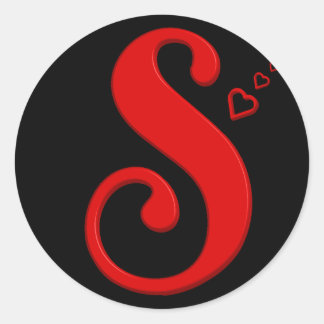 Initiaal S Monogram Hoofdletter Naam S met Rood Ronde Sticker