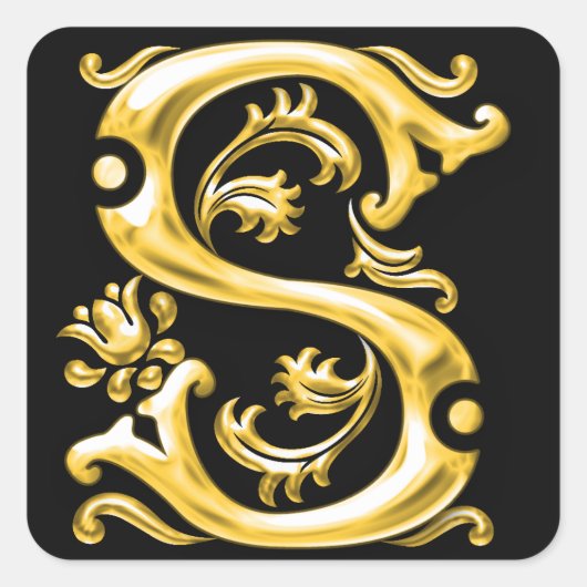 Initiaal S Monogram Sticker in Goud (Voorkant)