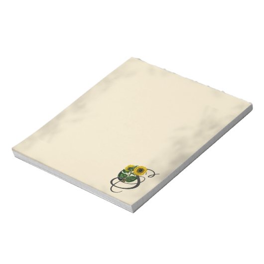 Initiaal S,  zonnebloemblok Notitieblok (Linkerzijde)