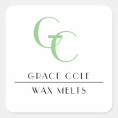 Initiaal Sage Black & White Candle Business Produc Vierkante Sticker (Voorkant)