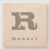 Initiaal Sjabloon Moderne ontwerpmonogram Sandston Stenen Onderzetter (Voorkant)