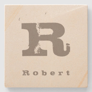 Initiaal Sjabloon Moderne ontwerpmonogram Sandston Stenen Onderzetter