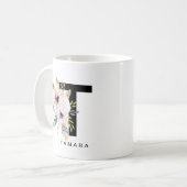 Initiaal "T" Alfabet Mok Monogram Boho Waterverf (Voorkant links)