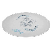 Initiaal "T" Blauw Monogram Kalm Bloemen Snijplank (Hoek)