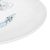 Initiaal "T" Blauw Monogram Kalm Bloemen Snijplank (Hoek)