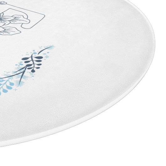 Initiaal "T" Blauw Monogram Kalm Bloemen Snijplank (Hoek)