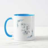 Initiaal "T" Blauw Monogram Kalme Bloemenkoffie Mok (Links)