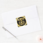 Initiaal T Vierkante Sticker in Goud (Envelop)