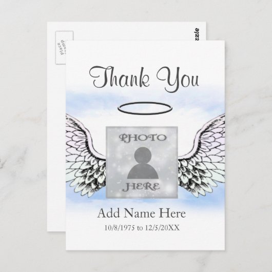 Initiaal toevoegen | Dank u wel | Wingen Briefkaart (Voorkant / Achterkant)