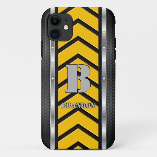 Initiaal toevoegen Naam Veiligheid Geel zwart Silv Case-Mate iPhone Case (Achterkant)