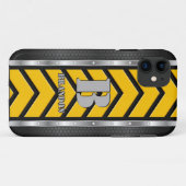 Initiaal toevoegen Naam Veiligheid Geel zwart Silv Case-Mate iPhone Case (Achterkant (horizontaal))