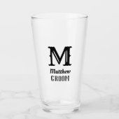 Initiaal Typografie Modern Monogrammed Groom Glas (Voorkant)