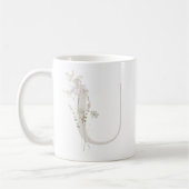 Initiaal U met Zachte kleur bloem Koffie Mok (Links)