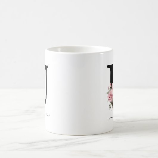 Initiaal U Monogram Bloembloem Roze Rozen Mok (Center)