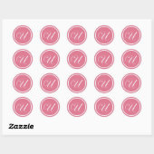 Initiaal U princess roze monogram, bevoordeling Ronde Sticker (Vel)