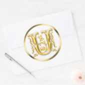 Initiaal U ronde Sticker in goud (Envelop)