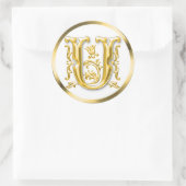 Initiaal U ronde Sticker in goud (Tas)