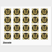 Initiaal U Vierkante Sticker in Goud (Vel)