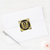Initiaal U Vierkante Sticker in Goud (Envelop)