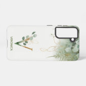 Initiaal V Gold & Greenery Elegant Samsung Galaxy Hoesje (Achterkant horizontaal)