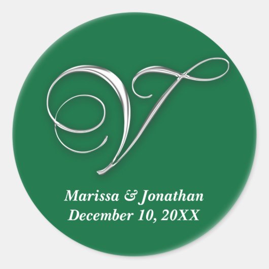 Initiaal V Groen monogram, op naam gesteld, zegel (Voorkant)