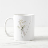 Initiaal V met Zachte kleur bloem Koffie Mok (Links)