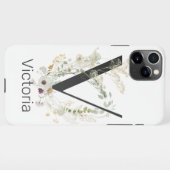 Initiaal V met zachte kleurenbloem Aangepast iPhone Hoesje (Achterkant horizontaal)