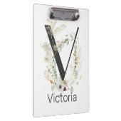 Initiaal V met zachte kleurenbloem Aangepast Klembord (Rechts)